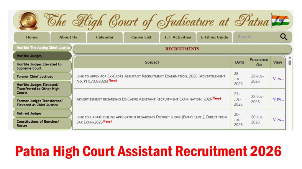 Patna High Court Assistant Recruitment 2026