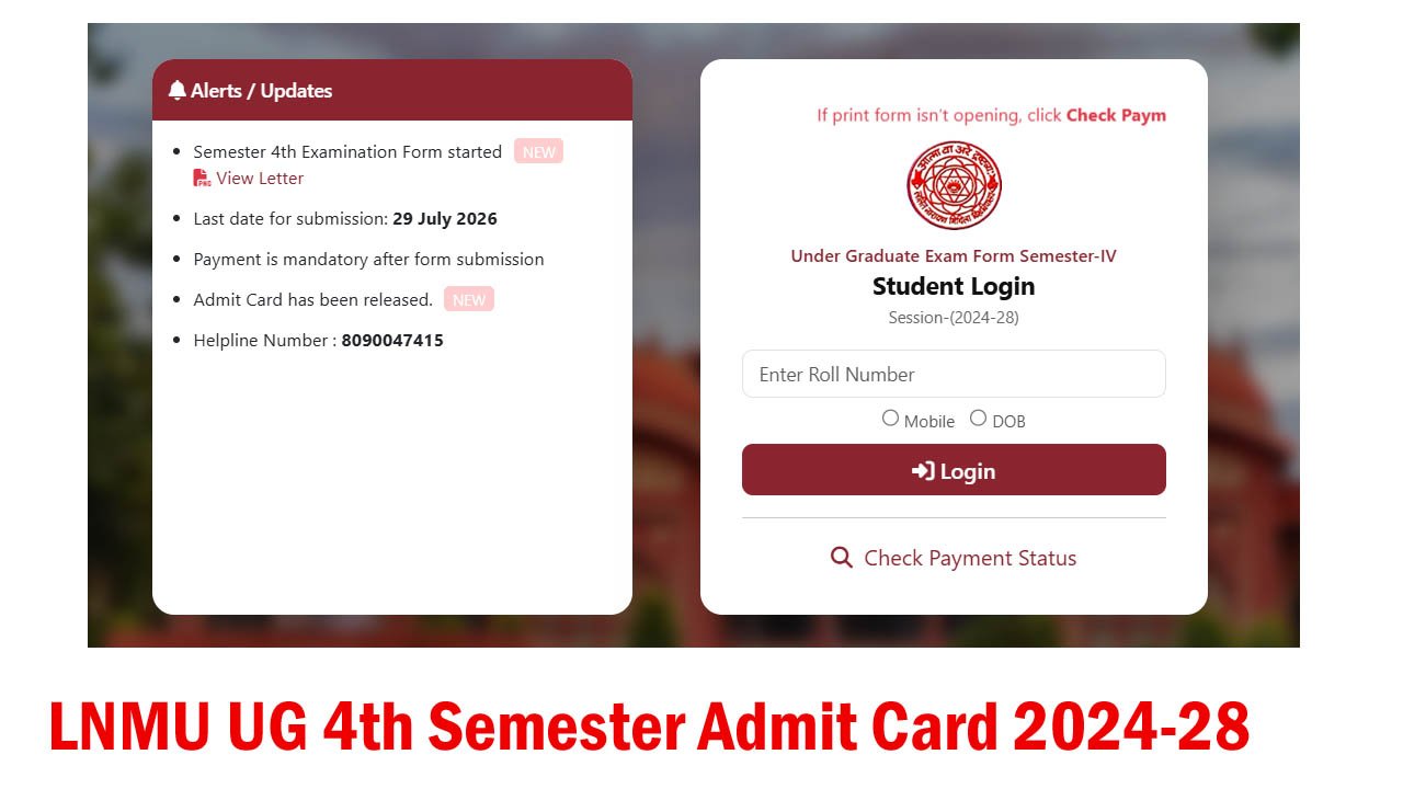 LNMU UG 4th Semester Admit Card 2024-28 Download